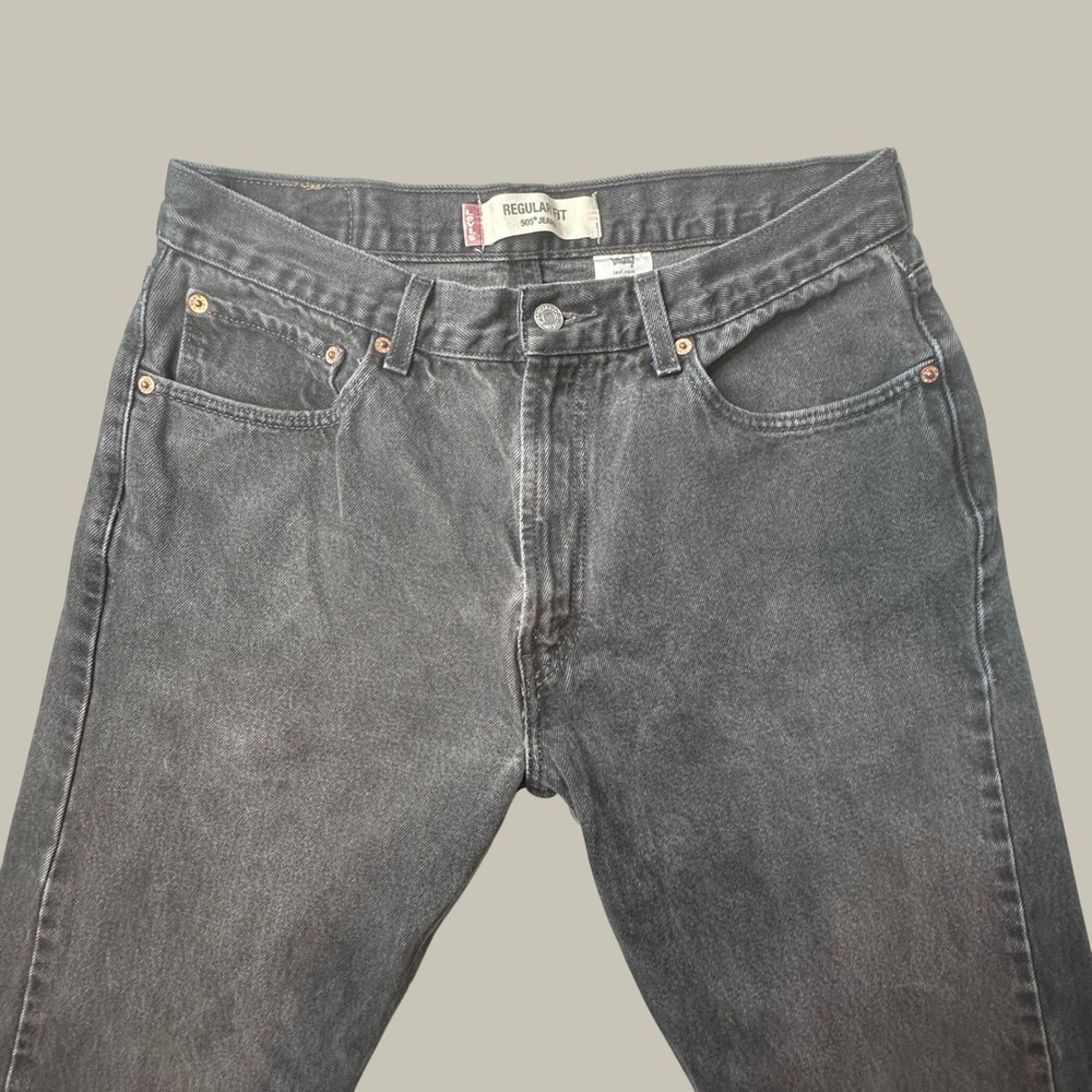 Vintage Levi's 505 Jeans Mens 34x34 (32x32) Regular Fit Black Straight Leg Denim
